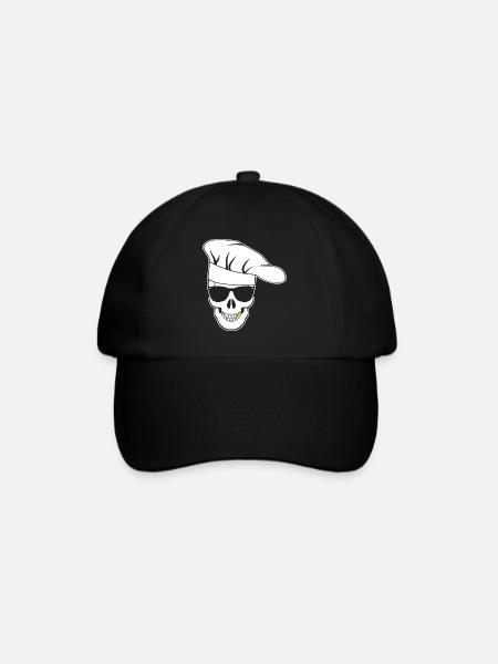 Skull with sunglasses chef's hat - Baseball Cap - black/black