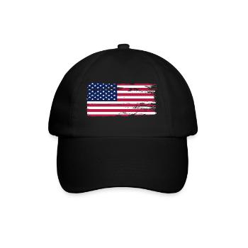 Brushed US Flagge Druck - Baseballkappe - Schwarz/Schwarz - Vorne