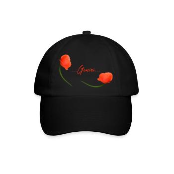 Zwillinge Mohn Klatschmohn Sternzeichen Zwillinge - Baseballkappe - Schwarz/Schwarz - Vorne