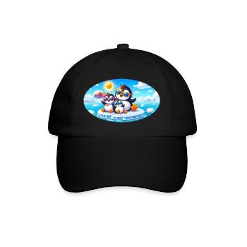 Lustige Pinguine - Baseballkappe - Schwarz/Schwarz - Vorne