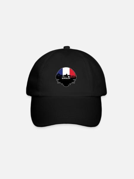 Bordeaux-Frankreich-Flaggen-Skyline-Schattenbild-Reise - Baseballkappe - Schwarz/Schwarz
