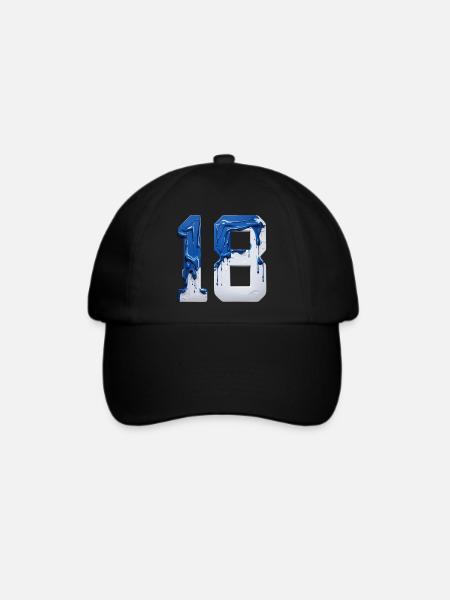 NR. 18 NUMMER 18 BLAU WEIß 18. GEBURTSTAG - Baseballkappe - Schwarz/Schwarz