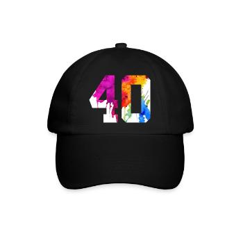 NUMMER 40 JAHRE ALT 40. GEBURTSTAG - Baseballkappe - Schwarz/Schwarz - Vorne