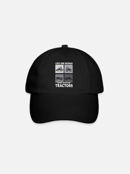 Liebe eine Frau und mehrere Traktoren Bauernhof La - Baseballkappe - Schwarz/Schwarz