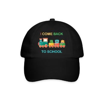 Ich komme zurück zur Schule, Kinderschule, Zug - Baseballkappe - Schwarz/Schwarz - Vorne