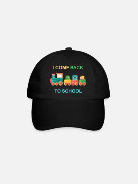 Ich komme zurück zur Schule, Kinderschule, Zug - Baseballkappe - Schwarz/Schwarz