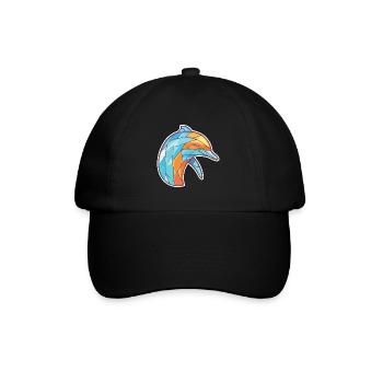 Delphin Bunte Aquarell-Tierillustration - Baseballkappe - Schwarz/Schwarz - Vorne