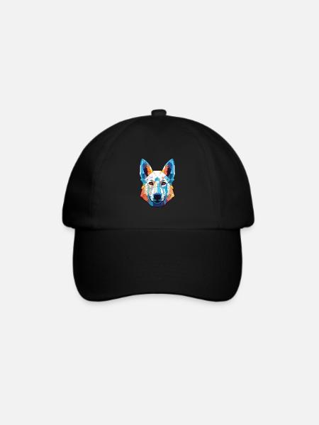 Weißer Schäferhund Rasse Aquarell Illustration - Baseballkappe - Schwarz/Schwarz