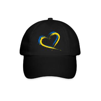 Herz Bürste Flagge der Ukraine Design Farbe Fahne - Baseballkappe - Schwarz/Schwarz - Vorne