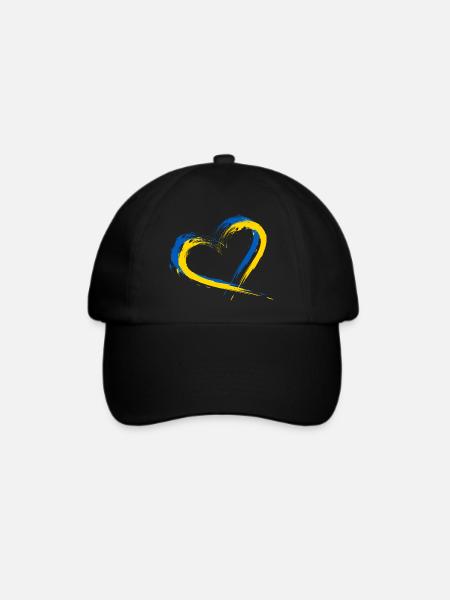 Herz Bürste Flagge der Ukraine Design Farbe Fahne - Baseballkappe - Schwarz/Schwarz