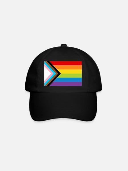 LGBT Pride Flag / Neue Regenbogen Progress Flagge - Baseballkappe - Schwarz/Schwarz