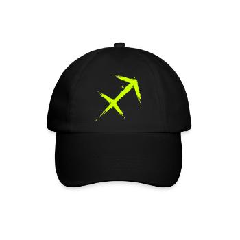 Schütze Sternzeichen Sagittarius Symbol Gelb Neu - Baseballkappe - Schwarz/Schwarz - Vorne