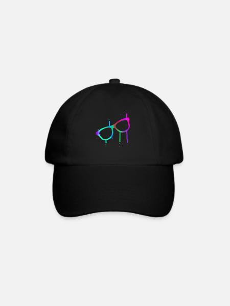Neon Sonnenbrille mit Farbspritzern Party - Baseballkappe - Schwarz/Schwarz