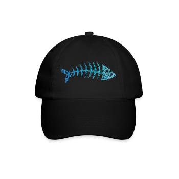 Fisch Gräten Fischskelett Fischgräten Kritzelei - Baseballkappe - Schwarz/Schwarz - Vorne