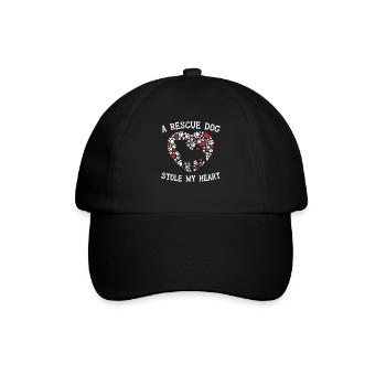 Ein Rettungshund hat mein Herz gestohlen Tierrette - Baseballkappe - Schwarz/Schwarz - Vorne