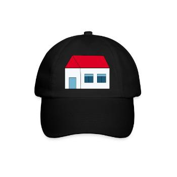 Haus minimal Bauherr Richtfest Geschenk Einzug - Baseballkappe - Schwarz/Schwarz - Vorne
