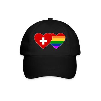 Schweiz Regenbogen Flagge - Baseballkappe - Schwarz/Schwarz - Vorne