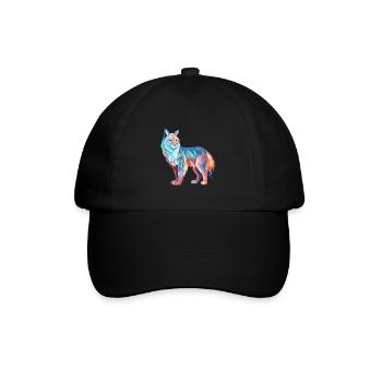 Luchs Buntes Aquarell Cartoon Kawaii Tier - Baseballkappe - Schwarz/Schwarz - Vorne