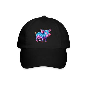 Schwein buntes Aquarell Cartoon Kawaii Tier - Baseballkappe - Schwarz/Schwarz - Vorne