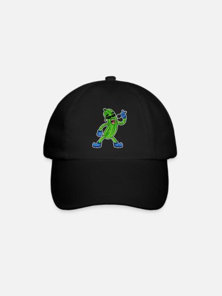 Gurke singt lustige Illustration Gemüse Geschenk - Baseballkappe - Schwarz/Schwarz