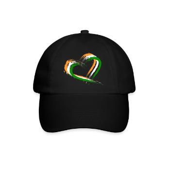 Herz Bürste Flagge Indien Design Neu Vektor Fahne - Baseballkappe - Schwarz/Schwarz - Vorne
