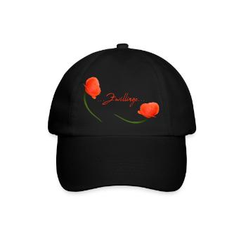 Zwillinge Mohn Klatschmohn Sternzeichen Zwillinge - Baseballkappe - Schwarz/Schwarz - Vorne
