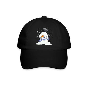Snowsey, der kleine Schneemann, voll erschrocken. - Baseballkappe - Schwarz/Schwarz - Vorne