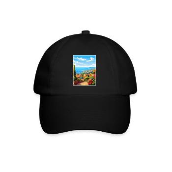 Cote D Azur Frankreich Vintage Reiseposter Souvenir - Baseballkappe - Schwarz/Schwarz - Vorne