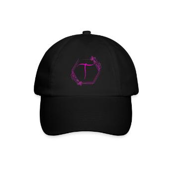 T-Blüten-Monogramm im Hexagon - Baseballkappe - Schwarz/Schwarz - Vorne