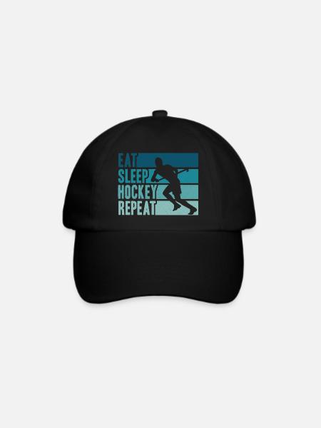 Feldhockey Feldhockeyspieler Feld Hockey Eat Sleep - Baseballkappe - Schwarz/Schwarz