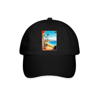Costa Del Sol Spanien Vintage Reiseplakat Souvenir - Baseballkappe - Schwarz/Schwarz - Vorne