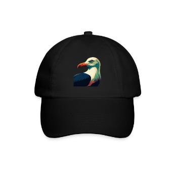 Möwe Zeichentrickfigur Buntes Haustier Tier - Baseballkappe - Schwarz/Schwarz - Vorne