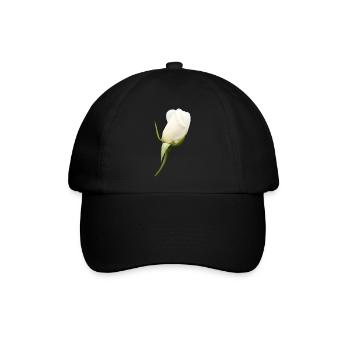 weiße Rose weiße Blume - Baseballkappe - Schwarz/Schwarz - Vorne