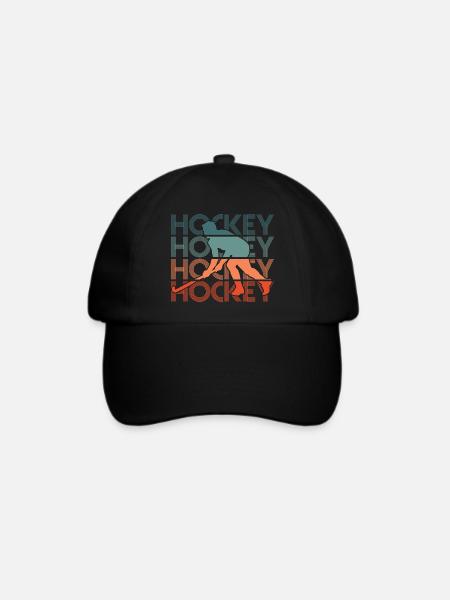 Retro Feldhockey Feldhockeyspieler Hockey Spieler - Baseballkappe - Schwarz/Schwarz