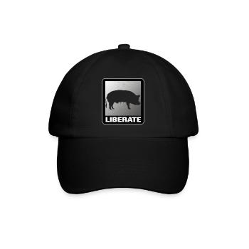 Liberate Vegan Animal Liberation Schwein - Baseballkappe - Schwarz/Schwarz - Vorne