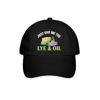 Gib mir einfach die Lauge & Öl Seifenherstellung - Baseballkappe - Schwarz/Schwarz - Vorne