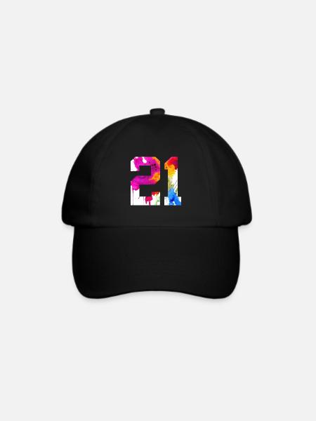 NUMMER 21 JAHRE ALT 21. GEBURTSTAG - Baseballkappe - Schwarz/Schwarz