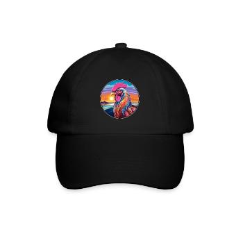 Hahn buntes Aquarell Cartoon Kawaii Tier - Baseballkappe - Schwarz/Schwarz - Vorne