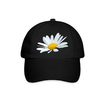 Margerite Gänseblume weiße Blume Margeriten - Baseballkappe - Schwarz/Schwarz - Vorne