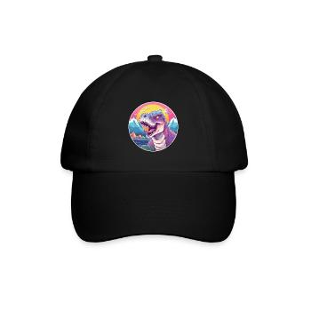 Dinosaurier Aquarell Karikatur Kawaii Haustier Tier Colo - Baseballkappe - Schwarz/Schwarz - Vorne