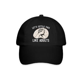 Lass uns das wie Erwachsene regeln Armdrücken - Baseballkappe - Schwarz/Schwarz - Vorne