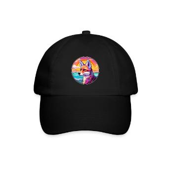 Fuchs buntes Aquarell Cartoon Kawaii Tier - Baseballkappe - Schwarz/Schwarz - Vorne