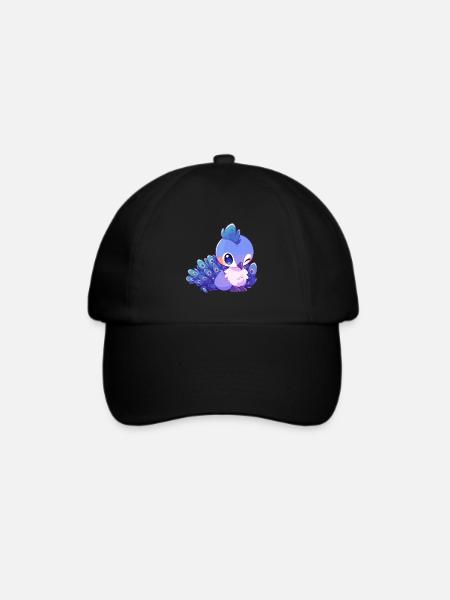 Pfau Niedlich Glücklich Kawaii Cartoon Clipart Tier - Baseballkappe - Schwarz/Schwarz