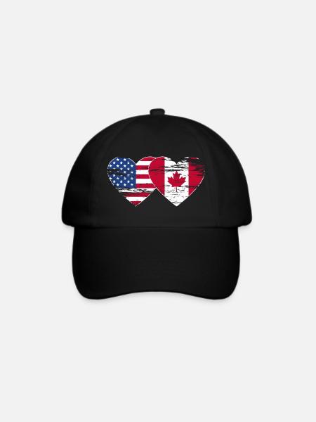 USA Kanada Flagge Herz used - Baseballkappe - Schwarz/Schwarz