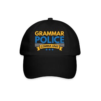 Grammatik-Polizei Komma-Einheit Englisch-Lehrer Sc - Baseballkappe - Schwarz/Schwarz - Vorne