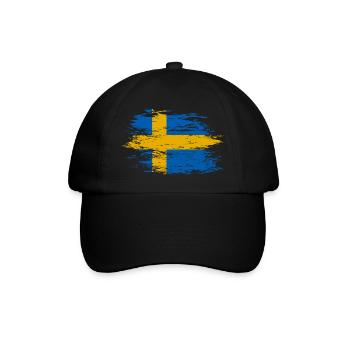 Schweden Flagge used - Baseballkappe - Schwarz/Schwarz - Vorne