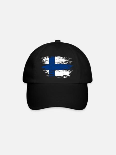 Finnland Flagge used - Baseballkappe - Schwarz/Schwarz