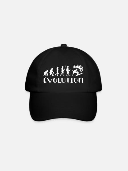 Evolution Vom Affen zum Surfer - Baseballkappe - Schwarz/Schwarz