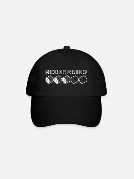 Recharging Pixel Sushi - Baseballkappe - Schwarz/Schwarz