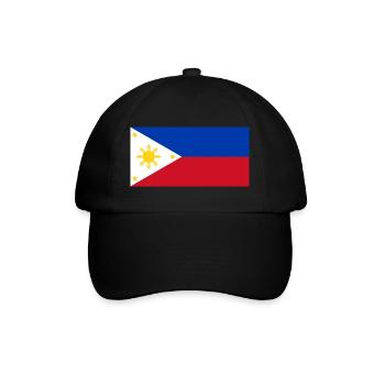 Philippinen – Flagge, stilvolles Sonnen-Thema - Baseballkappe - Schwarz/Schwarz - Vorne